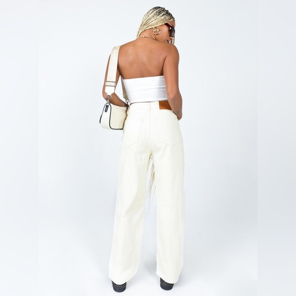 Princess Polly Denim Hailie Jeans Cream Wide Leg Non-Stretch in Size US 4 - Picture 2 of 16